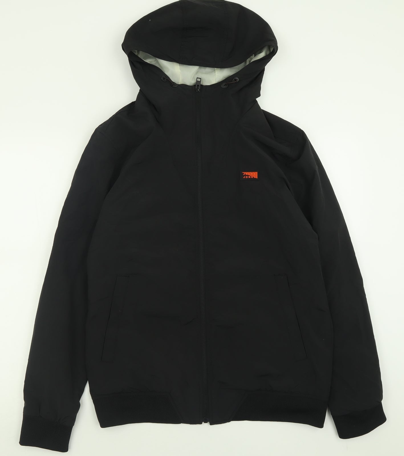 JACK & JONES Mens Black   Bomber Jacket Jacket Size L  Zip