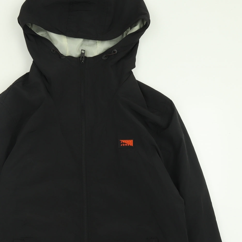 JACK & JONES Mens Black   Bomber Jacket Jacket Size L  Zip