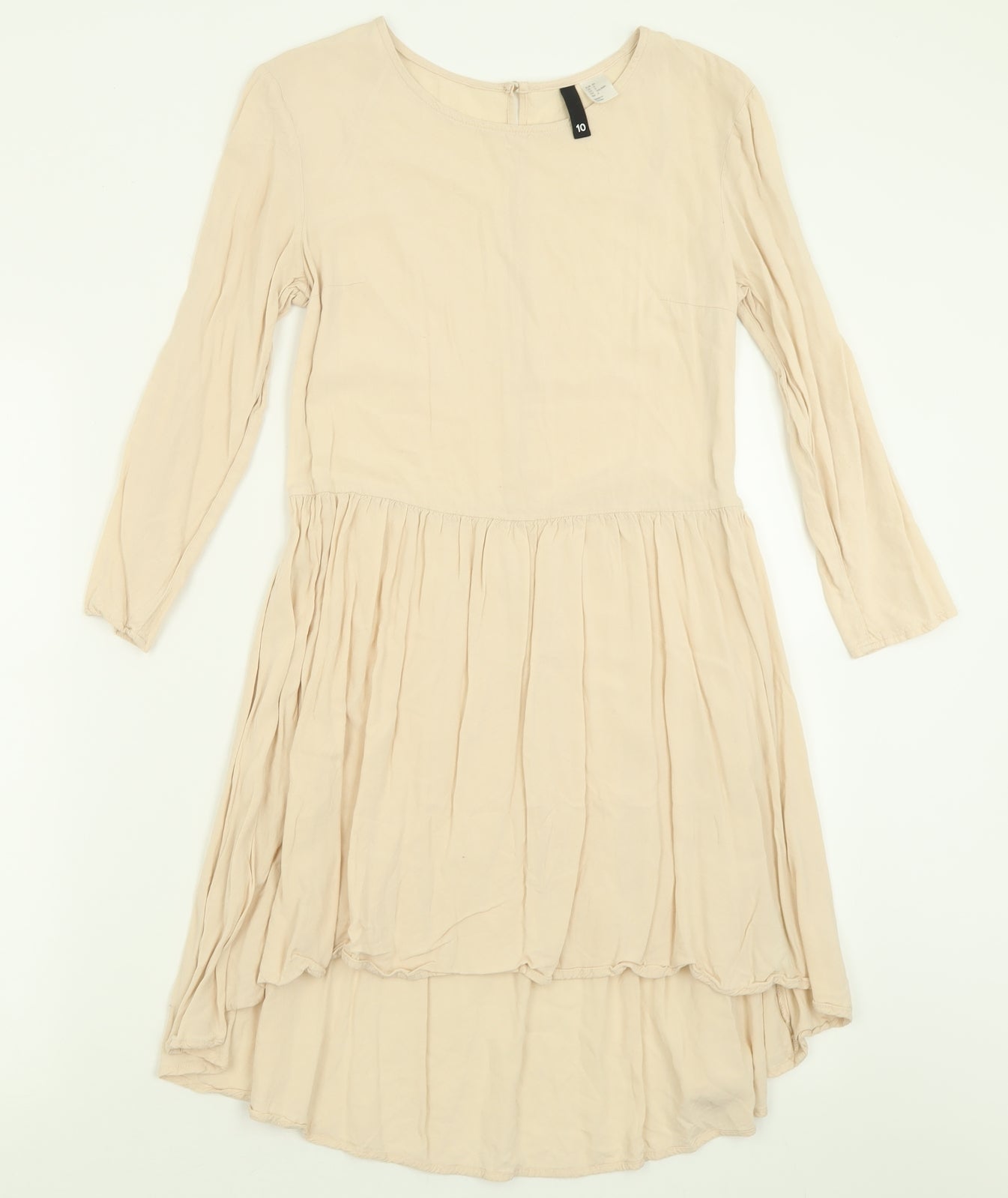 H&M Womens Beige  Viscose Fit & Flare  Size 10  Crew Neck Pullover