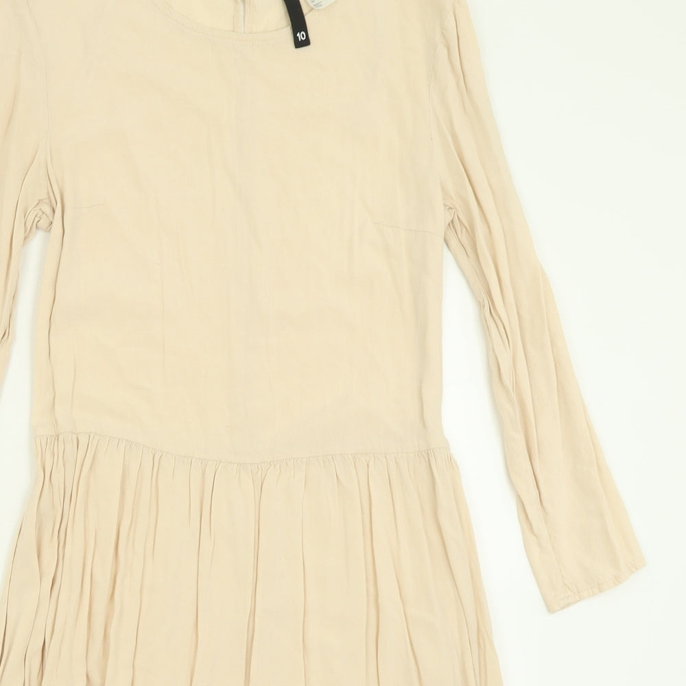 H&M Womens Beige  Viscose Fit & Flare  Size 10  Crew Neck Pullover