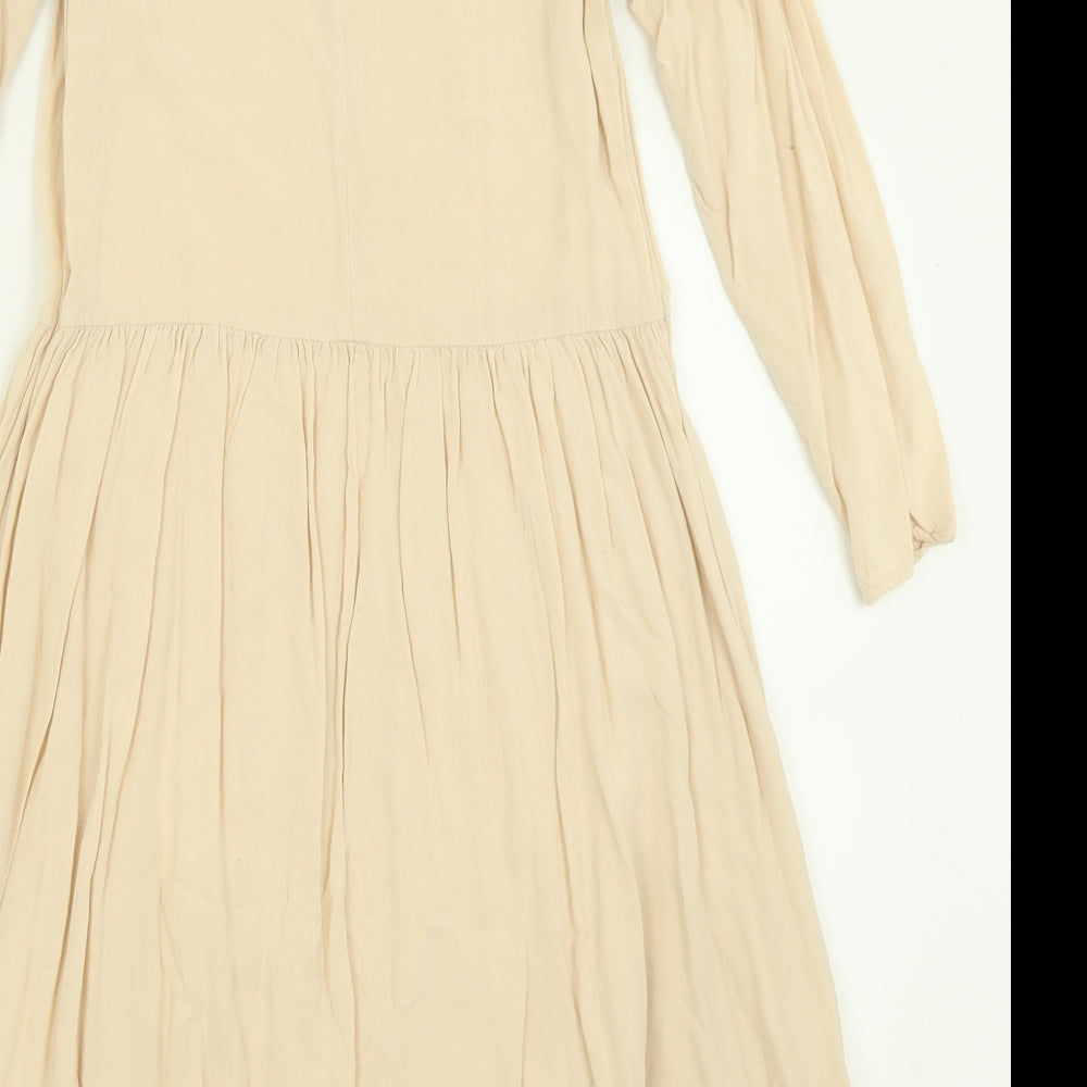 H&M Womens Beige  Viscose Fit & Flare  Size 10  Crew Neck Pullover