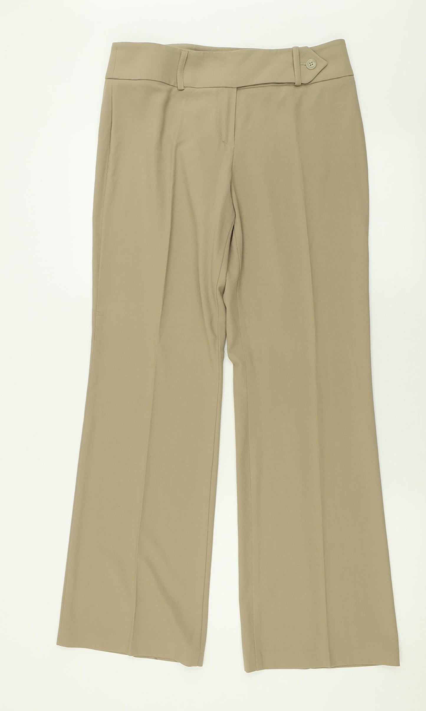 Marks and Spencer Womens Beige  Polyester Trousers  Size 12 L31 in Regular Button