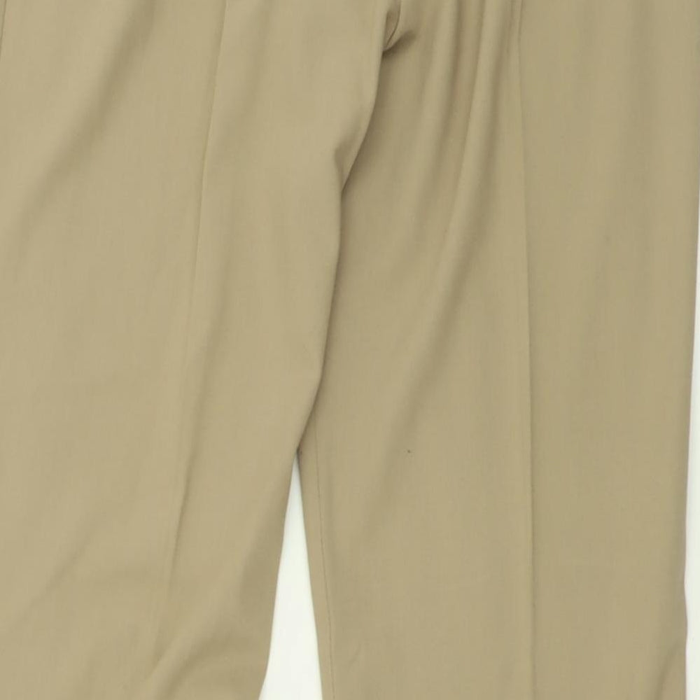 Marks and Spencer Womens Beige  Polyester Trousers  Size 12 L31 in Regular Button