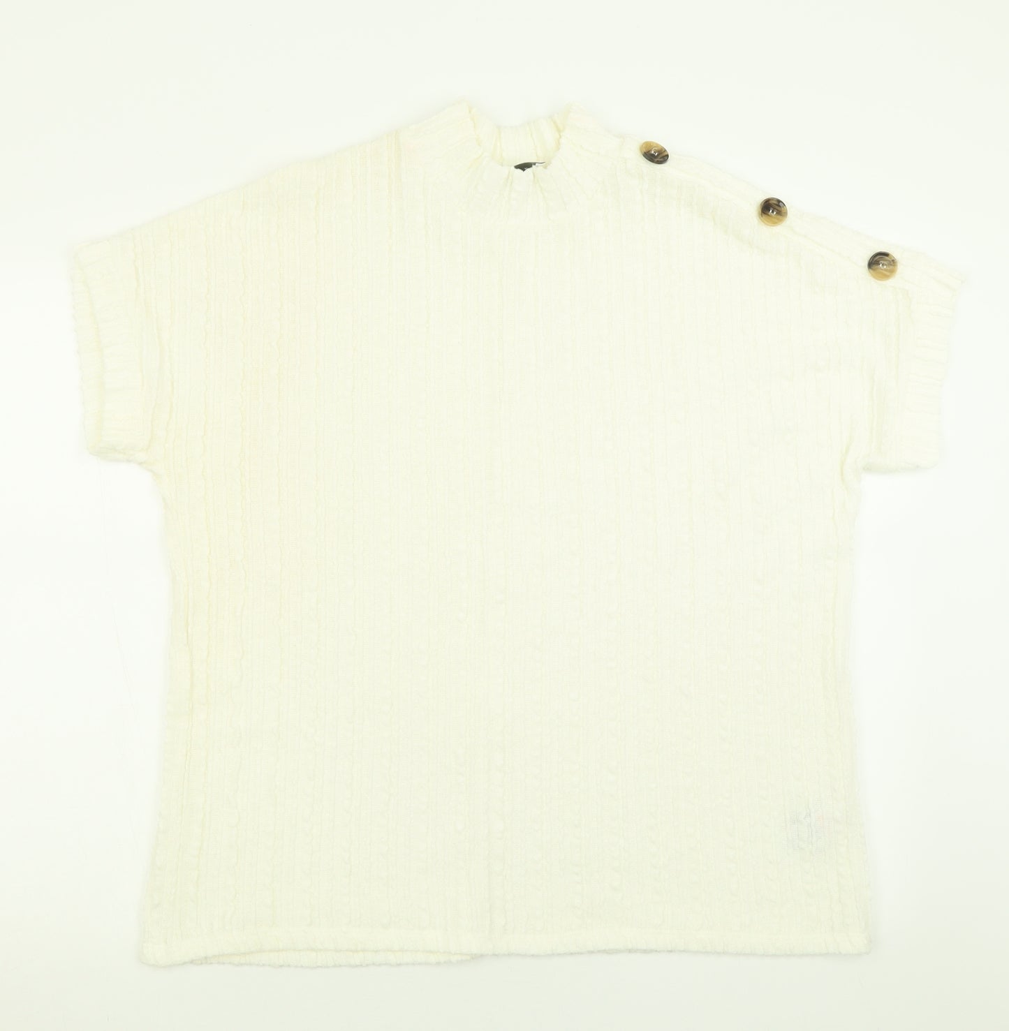 Matalan Womens White Crew Neck  Polyester Pullover Jumper Size 16