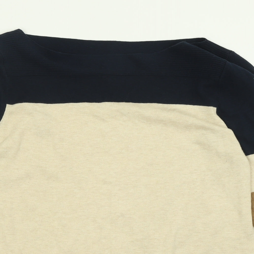 NEXT Womens Brown Boat Neck Striped Cotton Pullover Jumper Size 18