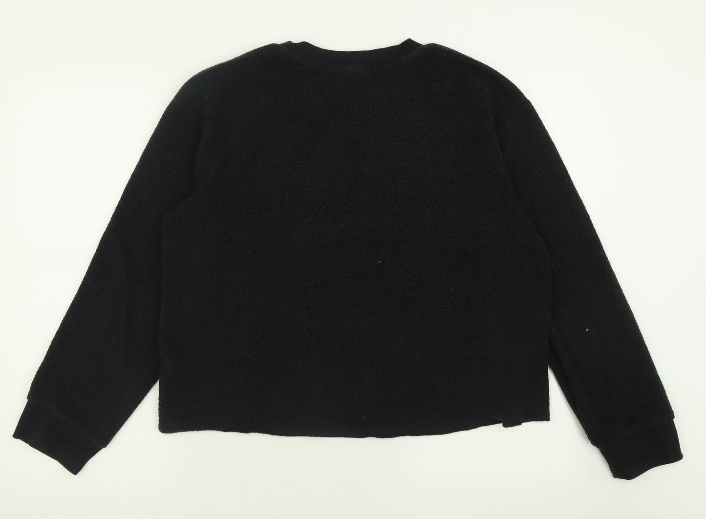 Topshop Womens Black Crew Neck  Polyester Pullover Jumper Size 10