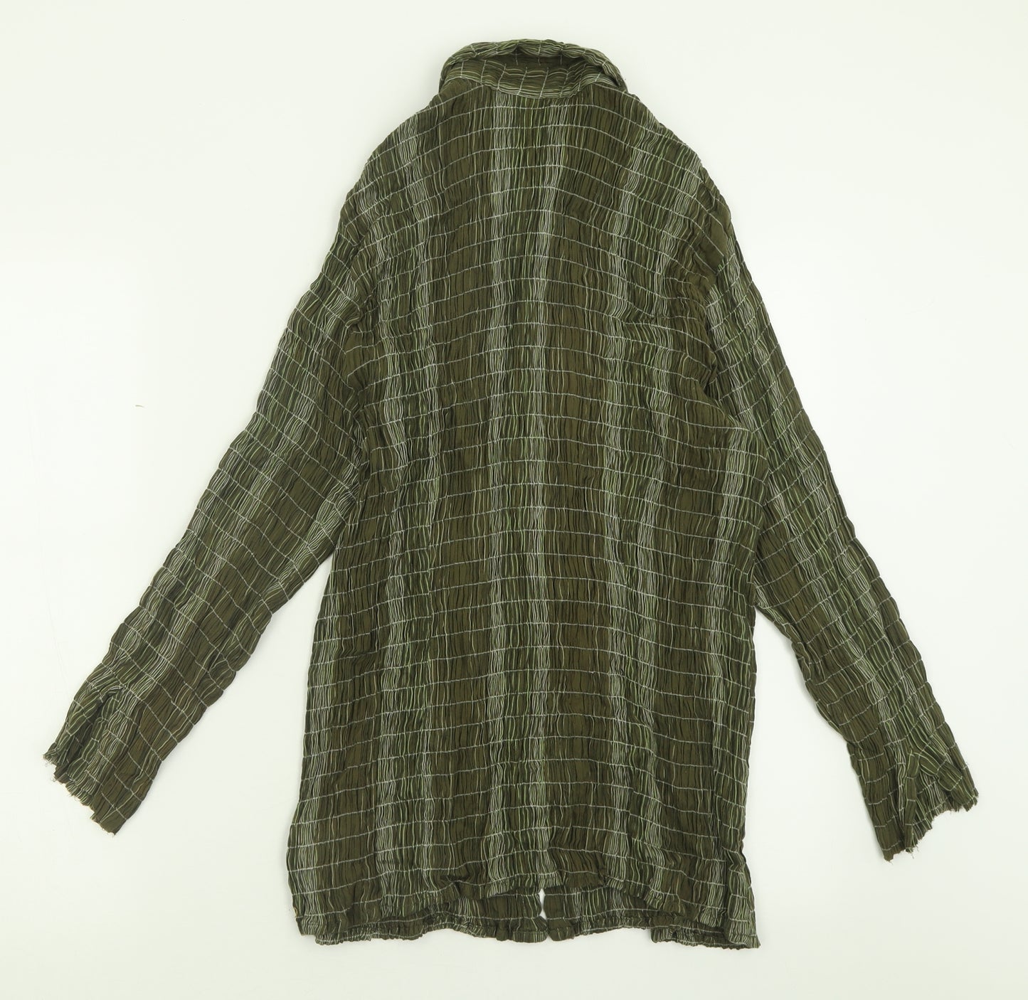 Casual & Co Womens Green Striped Cotton Basic Button-Up Size XL Collared