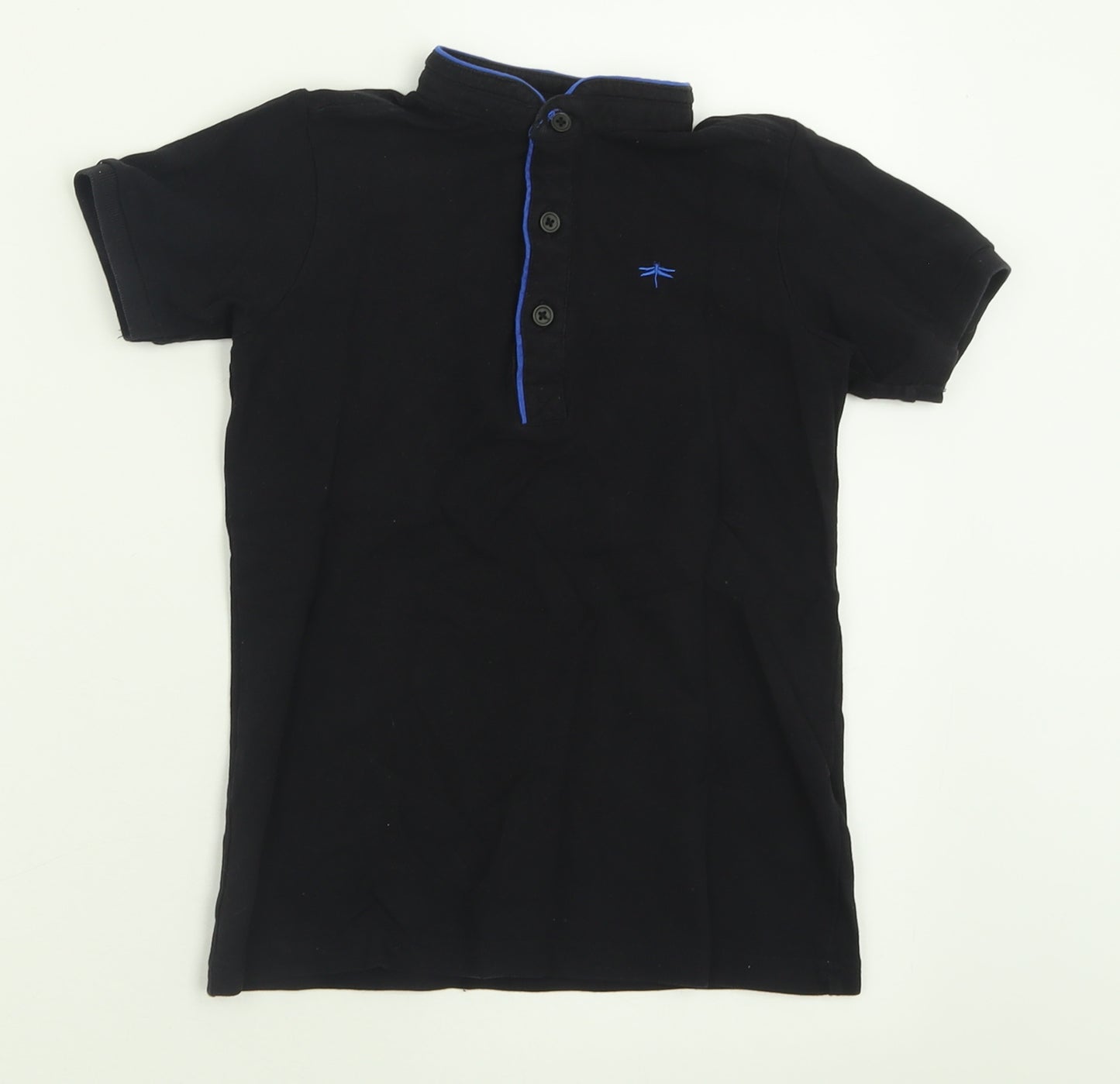 Matalan Boys Black  Cotton Basic T-Shirt Size 7 Years Crew Neck Button