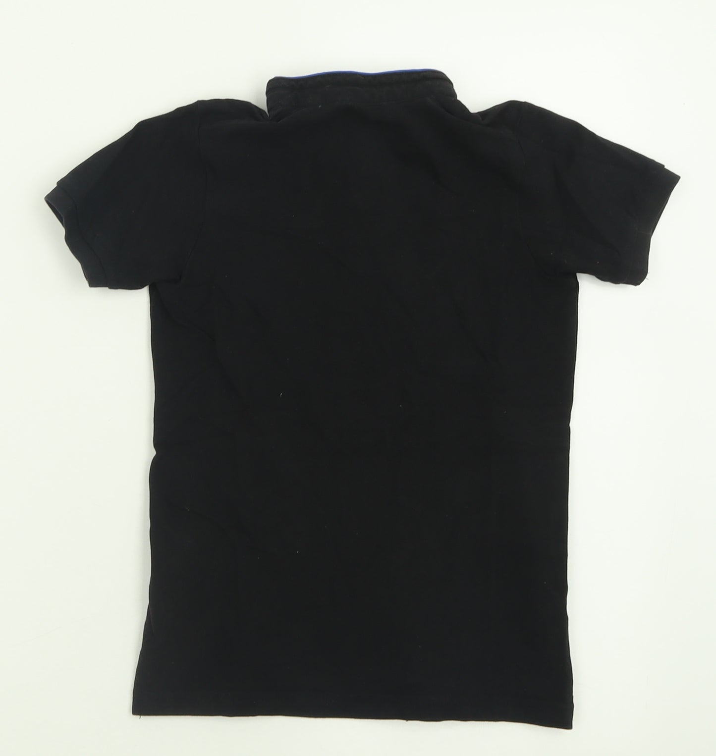 Matalan Boys Black  Cotton Basic T-Shirt Size 7 Years Crew Neck Button