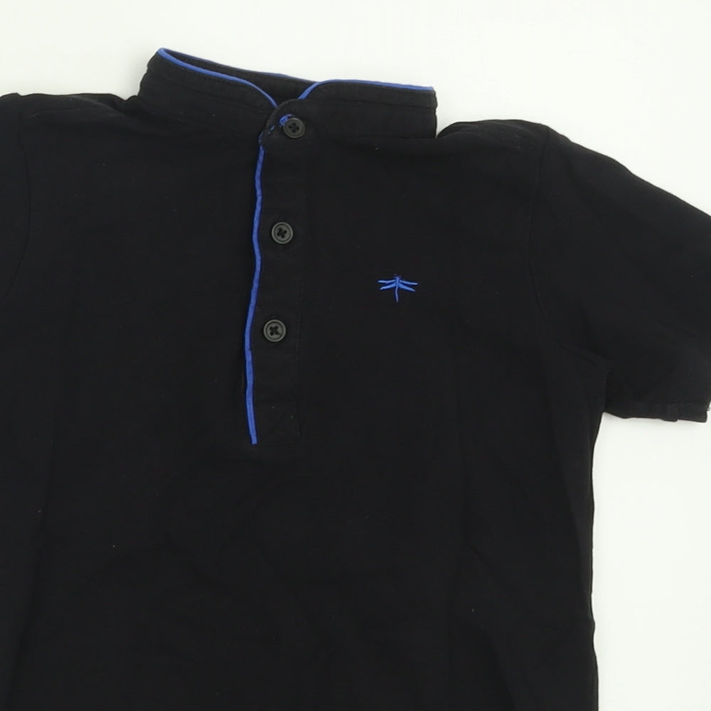 Matalan Boys Black  Cotton Basic T-Shirt Size 7 Years Crew Neck Button