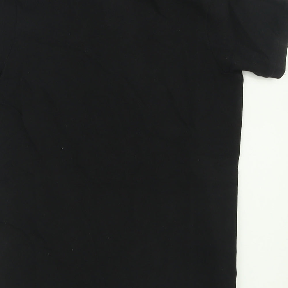 Matalan Boys Black  Cotton Basic T-Shirt Size 7 Years Crew Neck Button