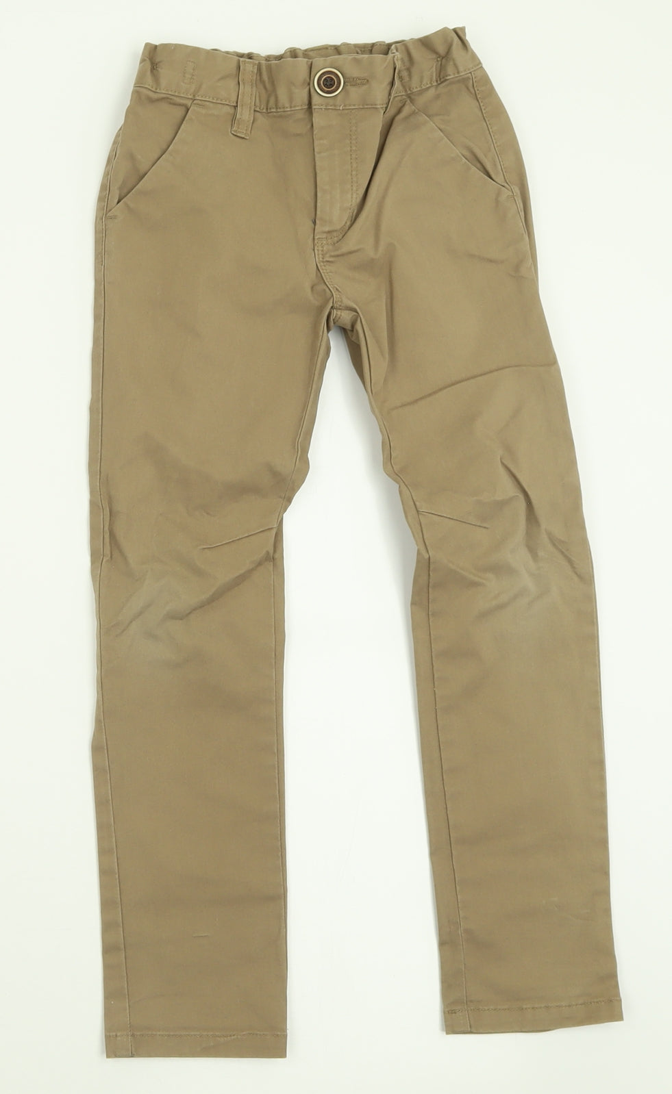 Dunnes Stores Boys Beige  Cotton Chino Trousers Size 6 Years  Regular Button