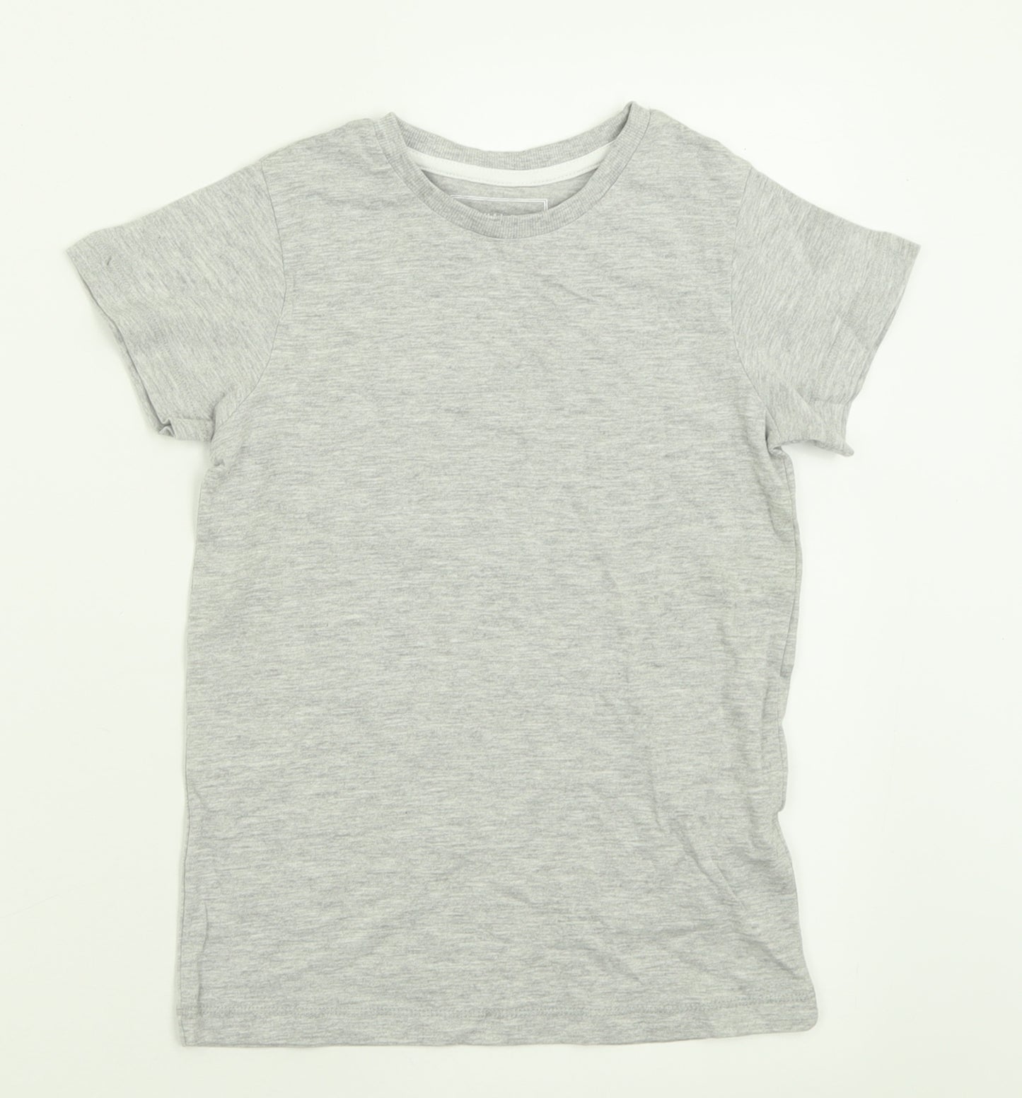 Matalan Boys Grey  Cotton Basic T-Shirt Size 7 Years Crew Neck Pullover