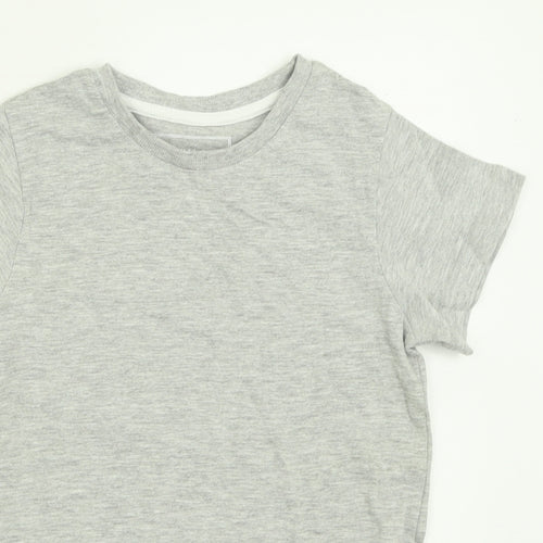 Matalan Boys Grey  Cotton Basic T-Shirt Size 7 Years Crew Neck Pullover