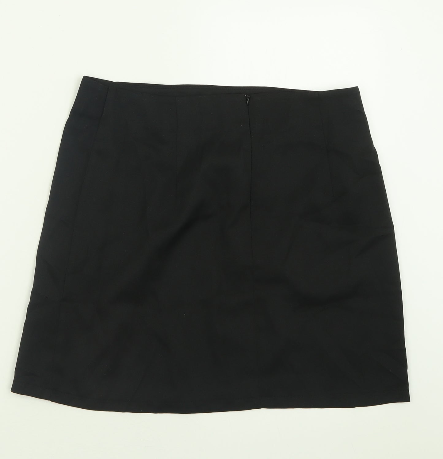 SheIn Womens Black  Polyester A-Line Skirt Size L   Zip