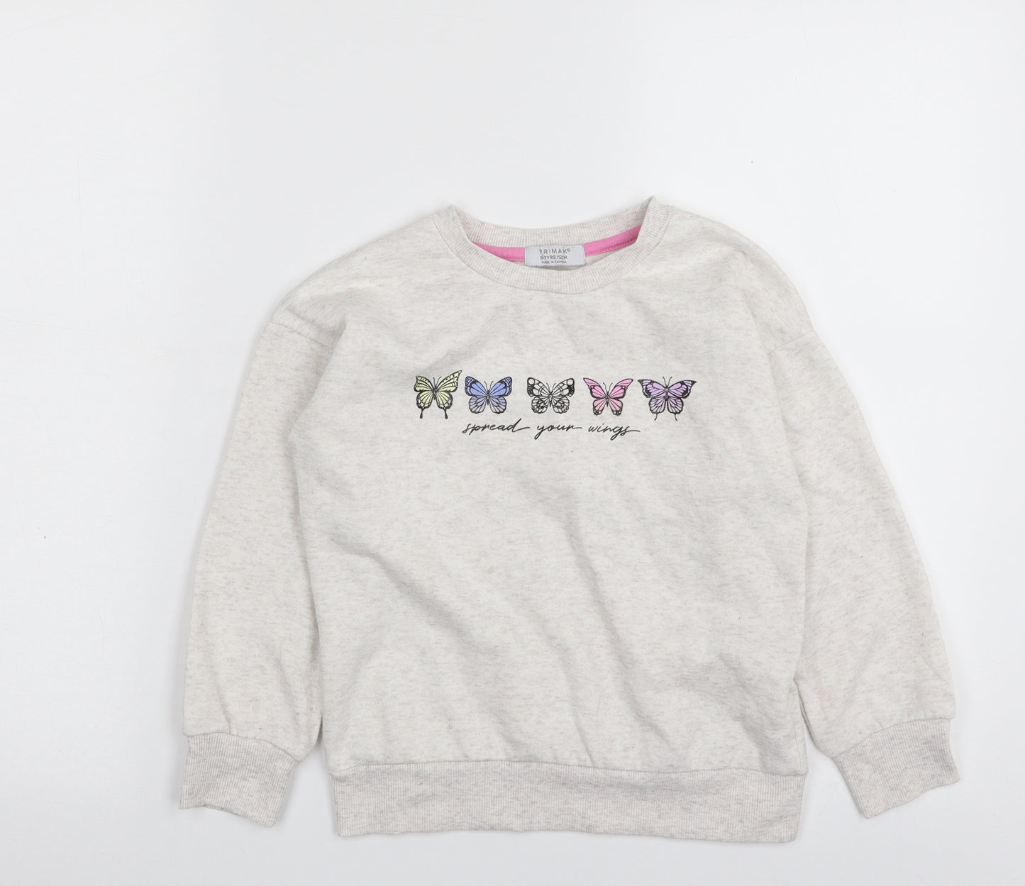 Primark Girls Beige  Cotton Pullover Sweatshirt Size 6-7 Years  Pullover - Spread Your Wings