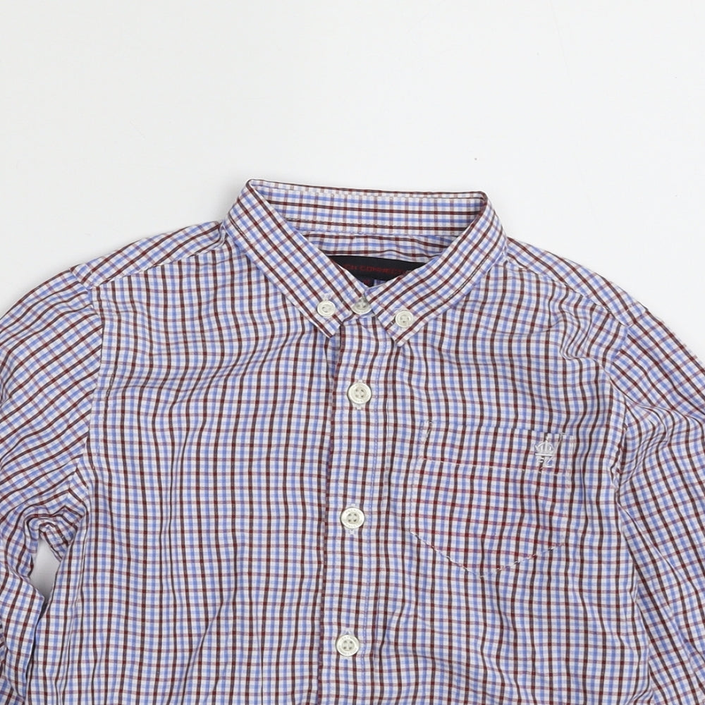 French Connection Boys Multicoloured Check Cotton Basic Button-Up Size 6-7 Years Collared Button