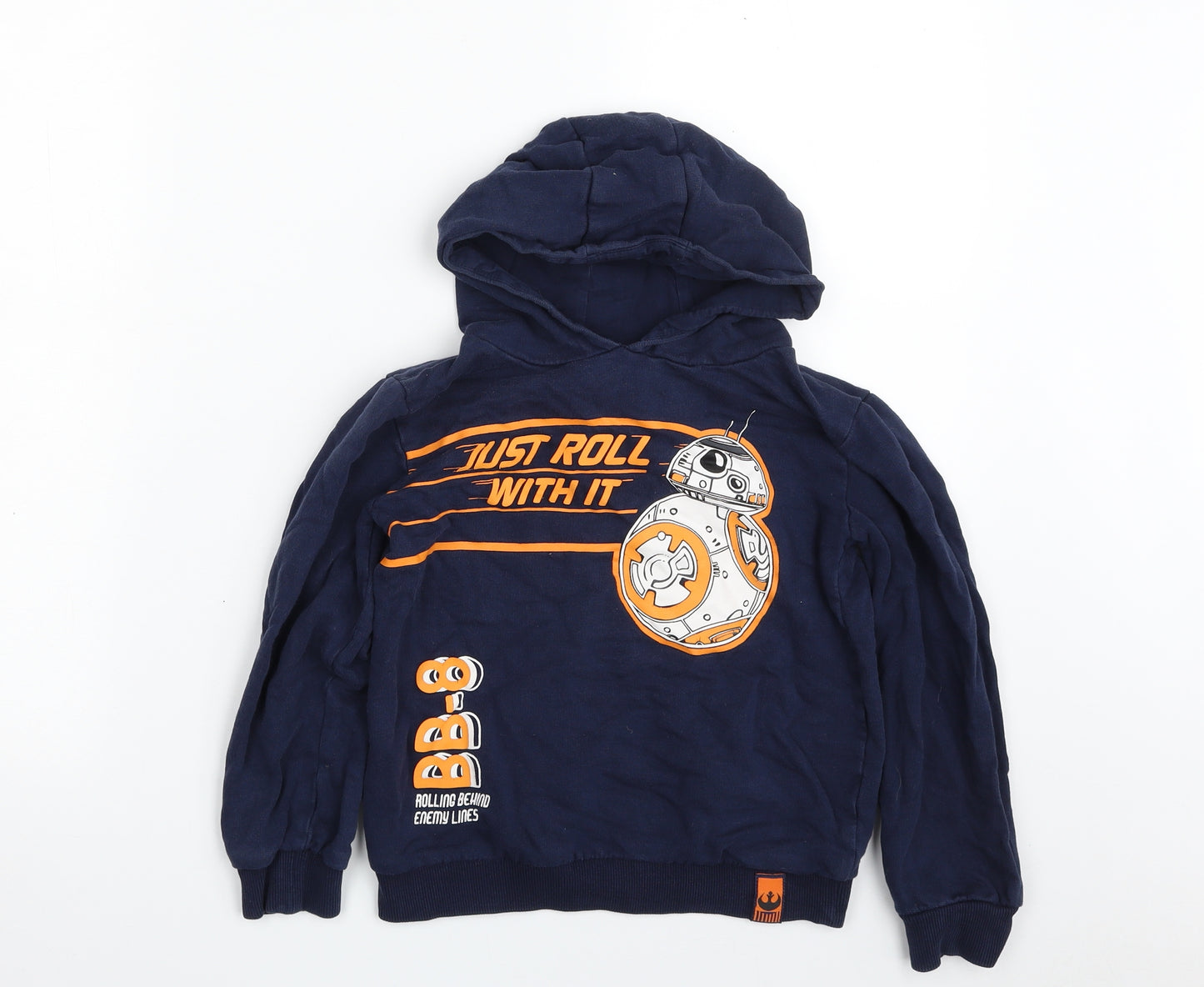 TU Boys Blue  100% Cotton Pullover Hoodie Size 8 Years  Pullover - Just Roll With It