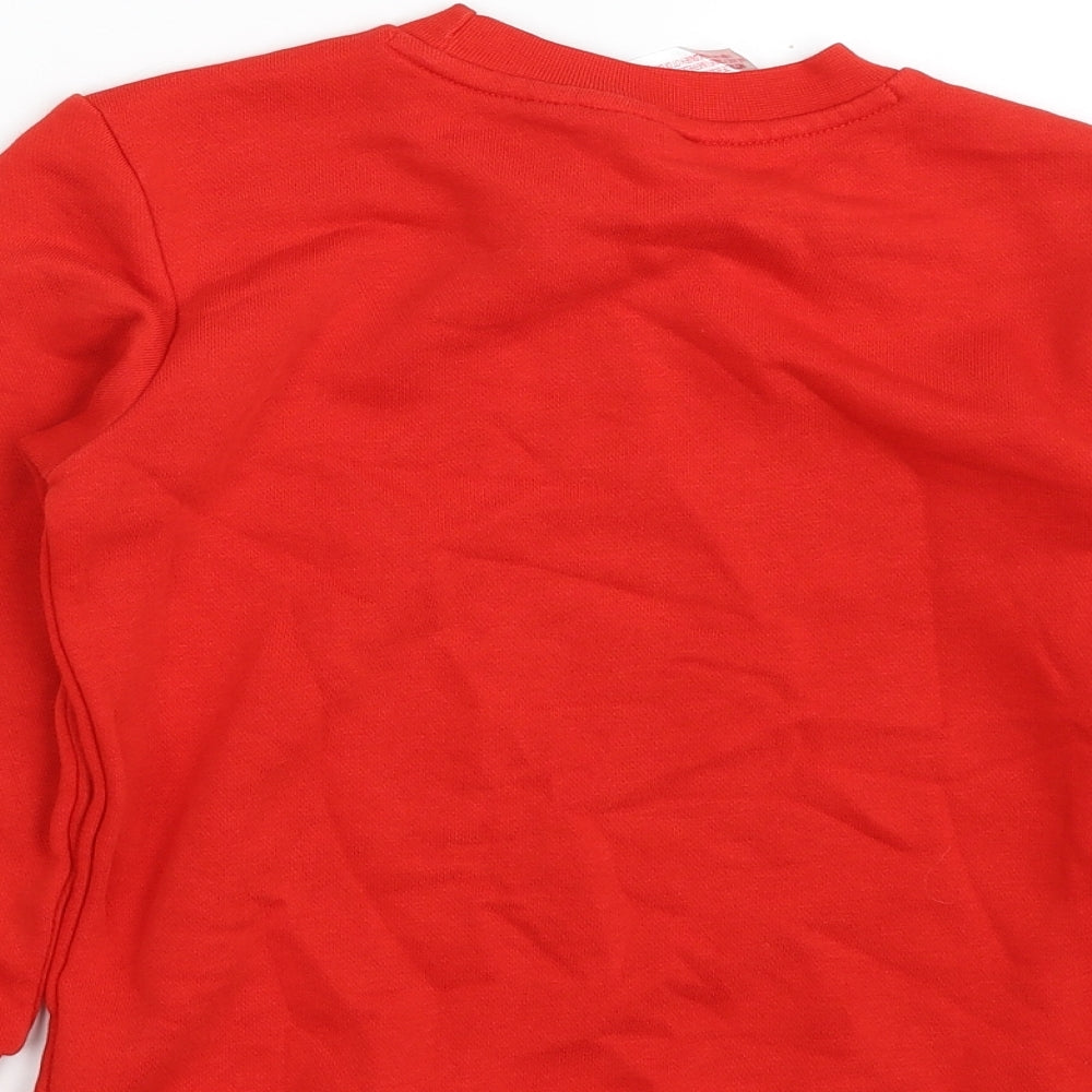 adidas Girls Red  Cotton Pullover Sweatshirt Size 6-7 Years  Pullover