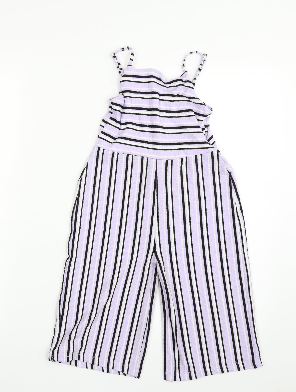 George Girls Purple Striped Polyester Jumpsuit One-Piece Size 6-7 Years