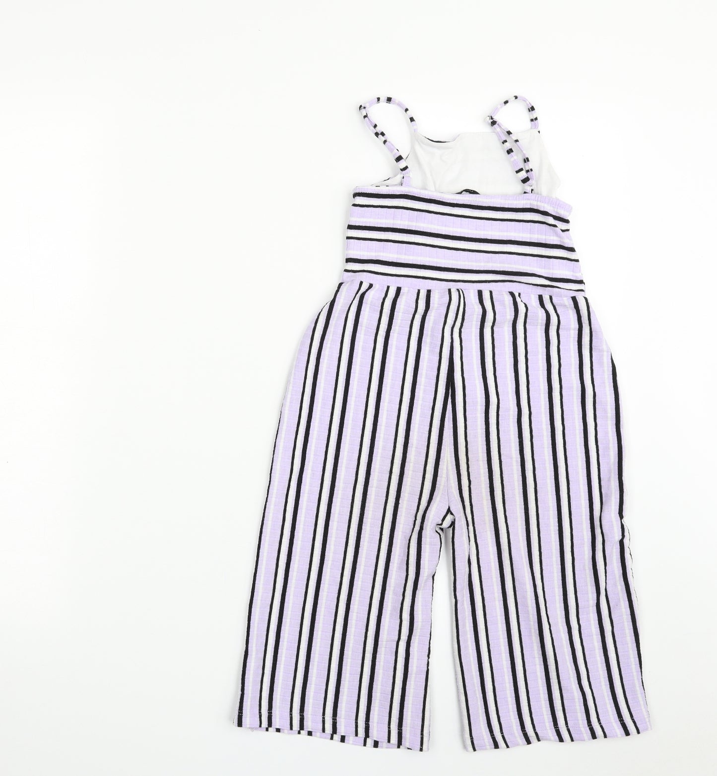 George Girls Purple Striped Polyester Jumpsuit One-Piece Size 6-7 Years