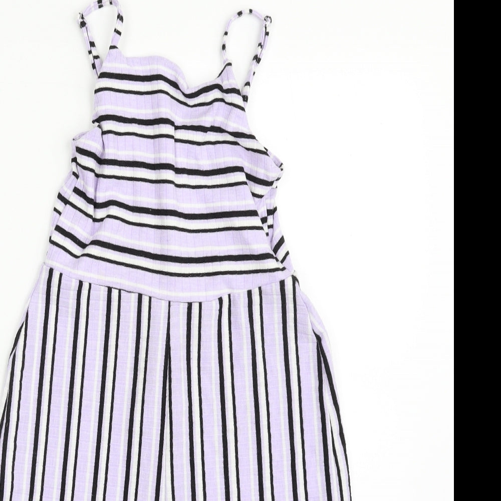 George Girls Purple Striped Polyester Jumpsuit One-Piece Size 6-7 Years
