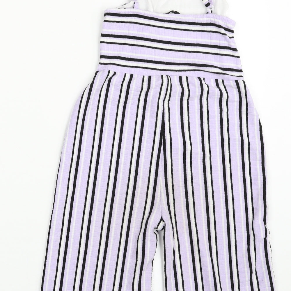 George Girls Purple Striped Polyester Jumpsuit One-Piece Size 6-7 Years