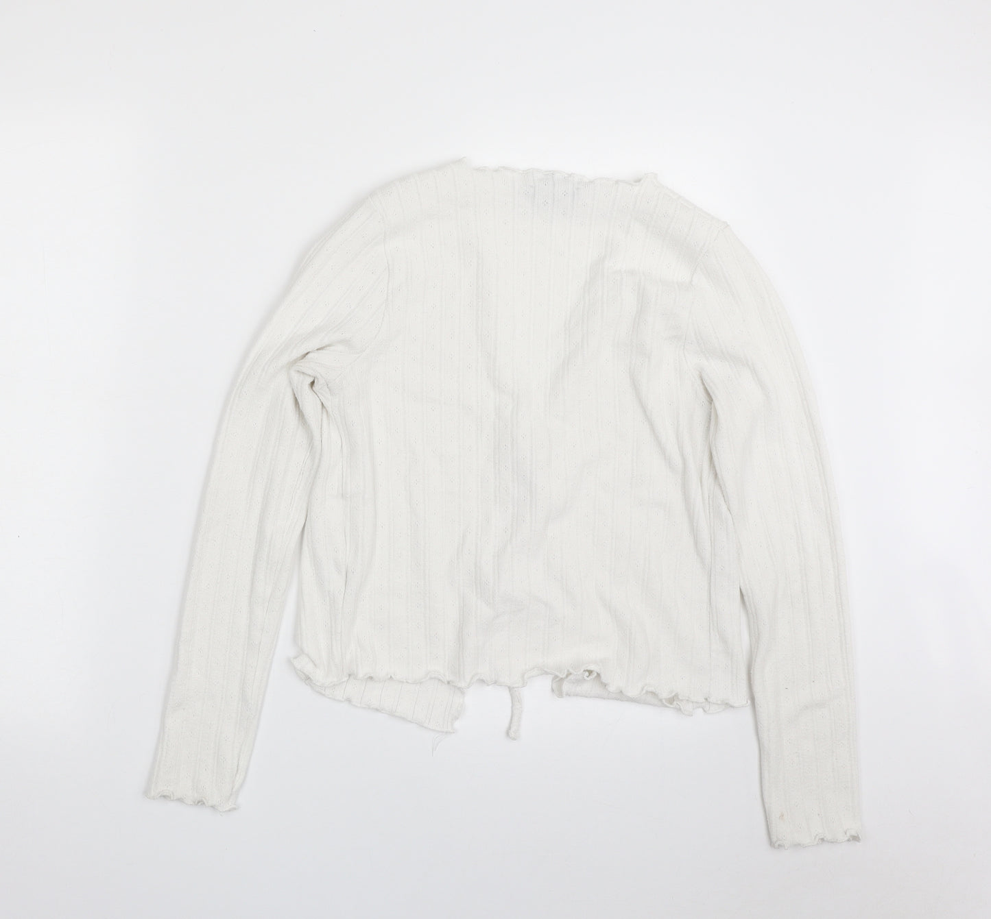 New Look Womens White V-Neck  Polyester Cardigan Jumper Size 10   - Tie