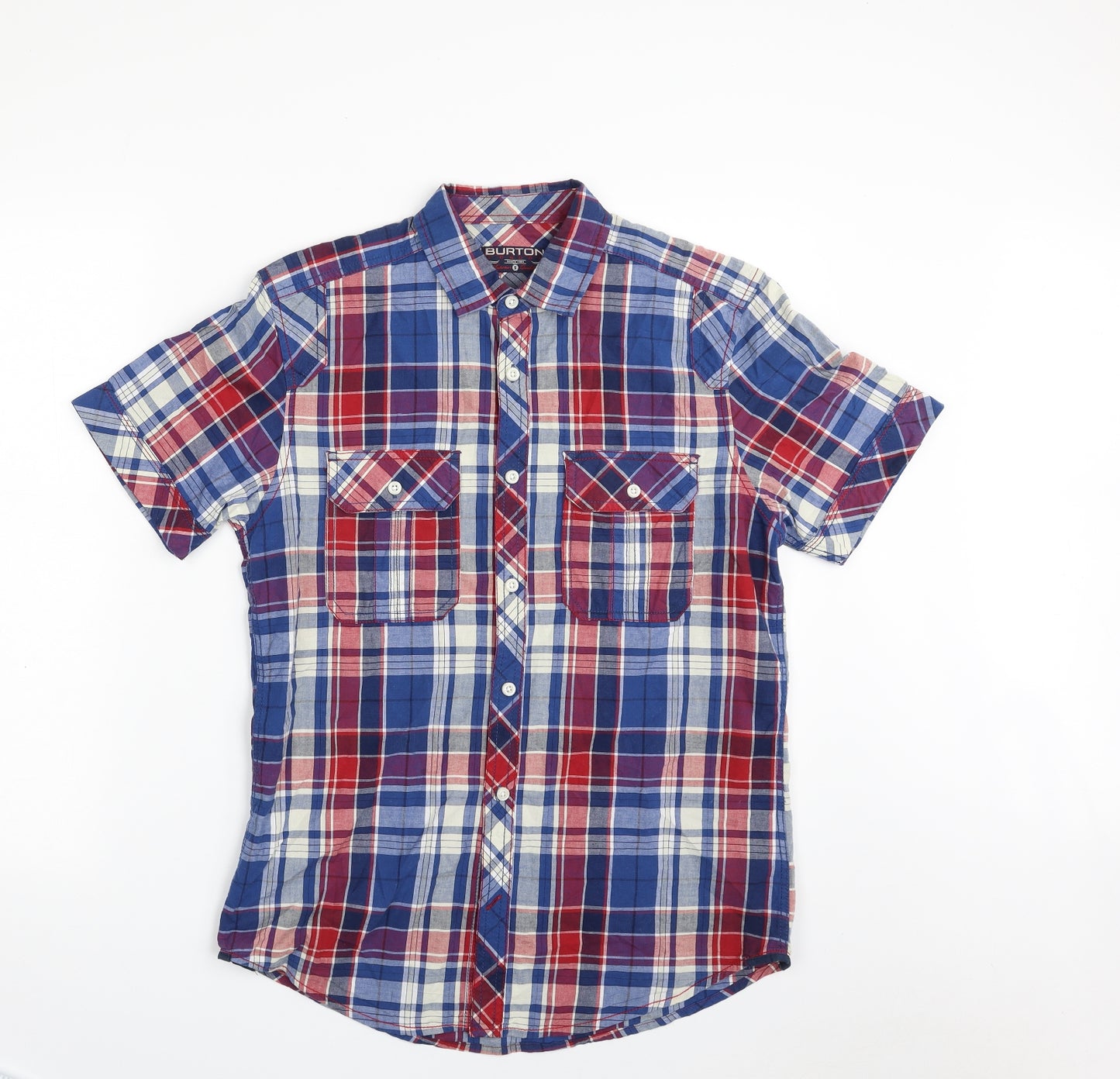 Burton Mens Multicoloured Plaid Cotton  Button-Up Size S Collared Button