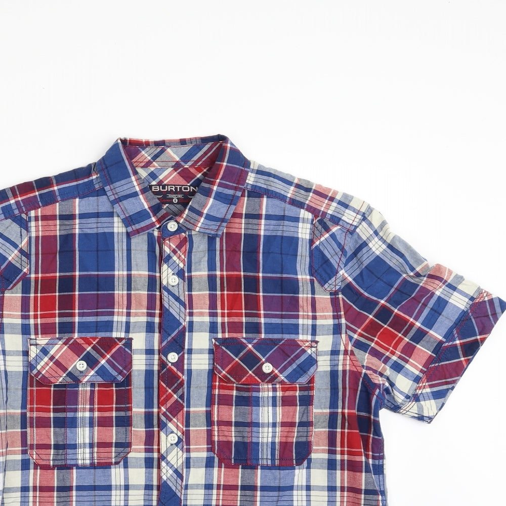 Burton Mens Multicoloured Plaid Cotton  Button-Up Size S Collared Button
