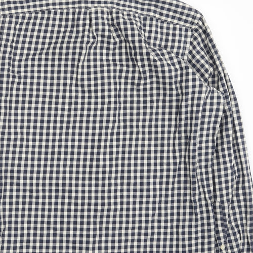 H&M Mens Blue Check Cotton  Button-Up Size S Collared Button
