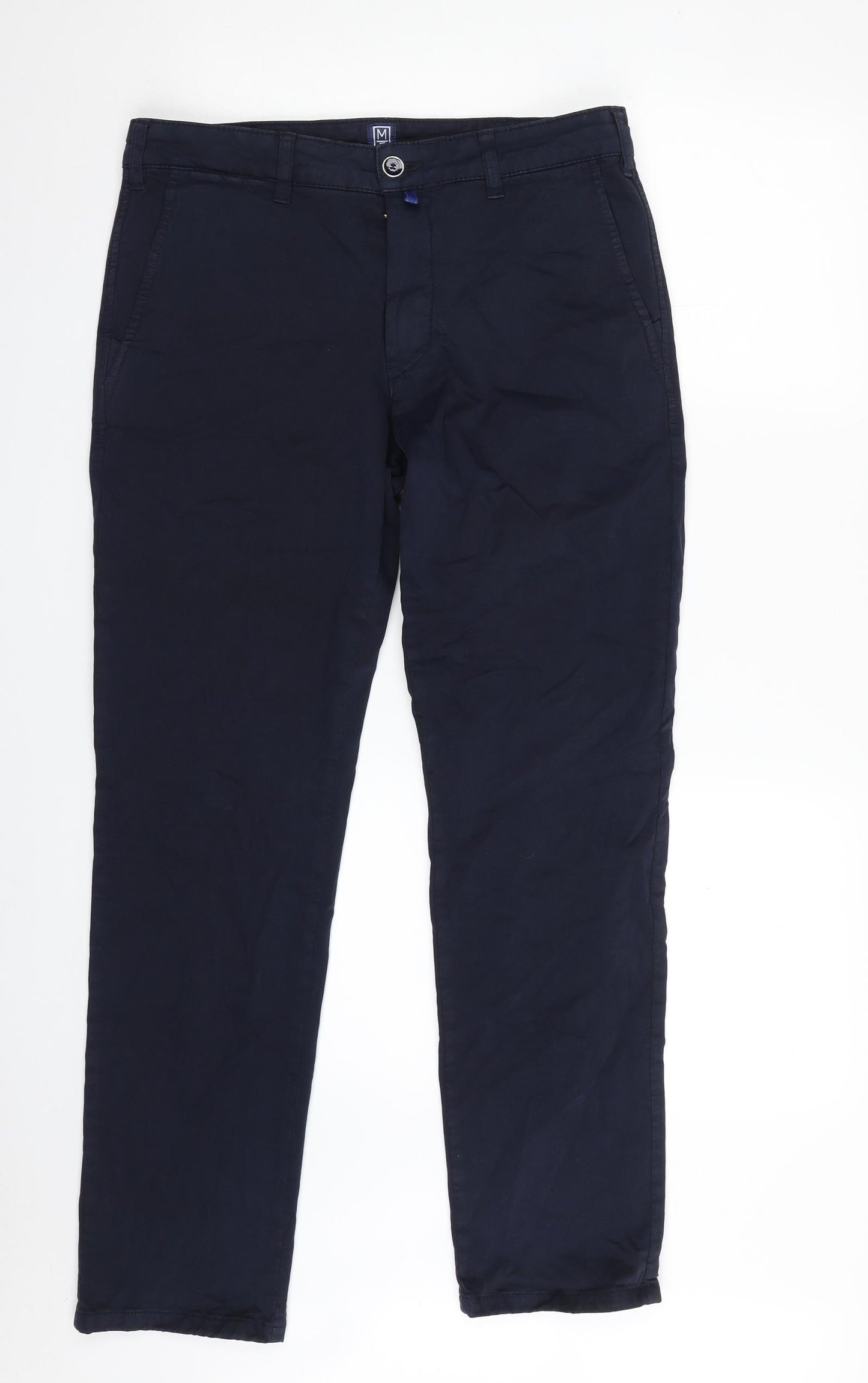 M5 By Meyer Mens Blue  Cotton Chino Trousers Size 32 in L30 in Regular Zip