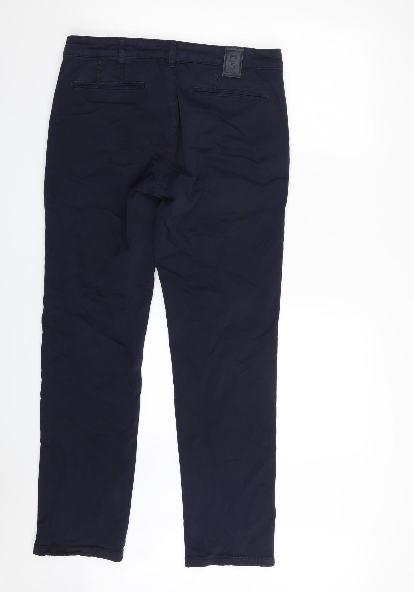 M5 By Meyer Mens Blue  Cotton Chino Trousers Size 32 in L30 in Regular Zip