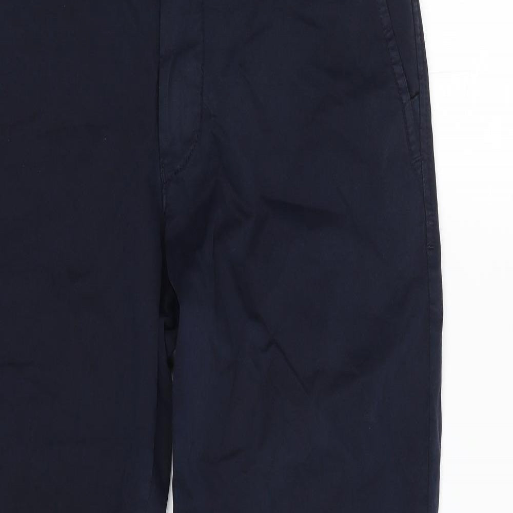 M5 By Meyer Mens Blue  Cotton Chino Trousers Size 32 in L30 in Regular Zip