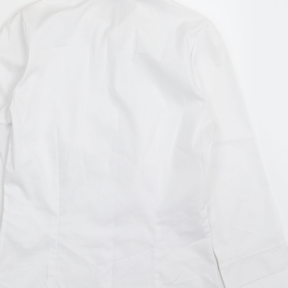 Marks and Spencer Womens White  Polyester Basic Button-Up Size 8 Collared