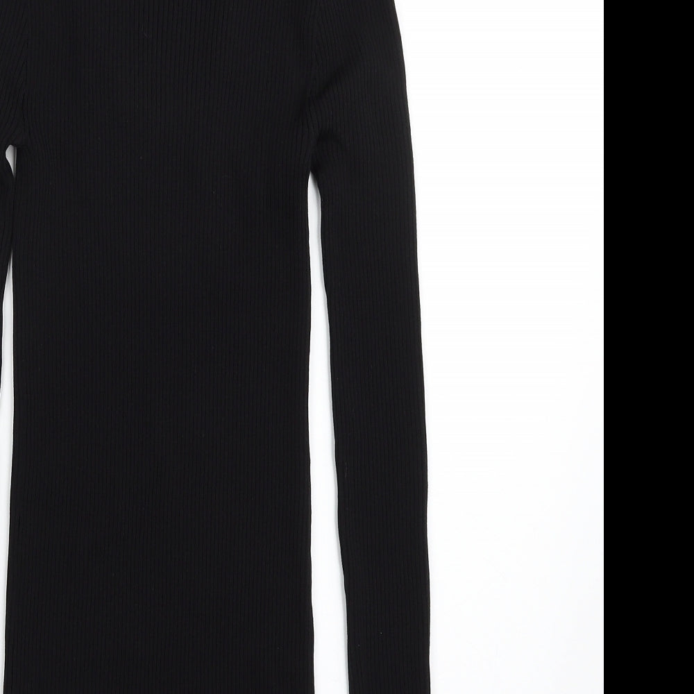 River Island Womens Black Crew Neck  Viscose Pullover Jumper Size 8
