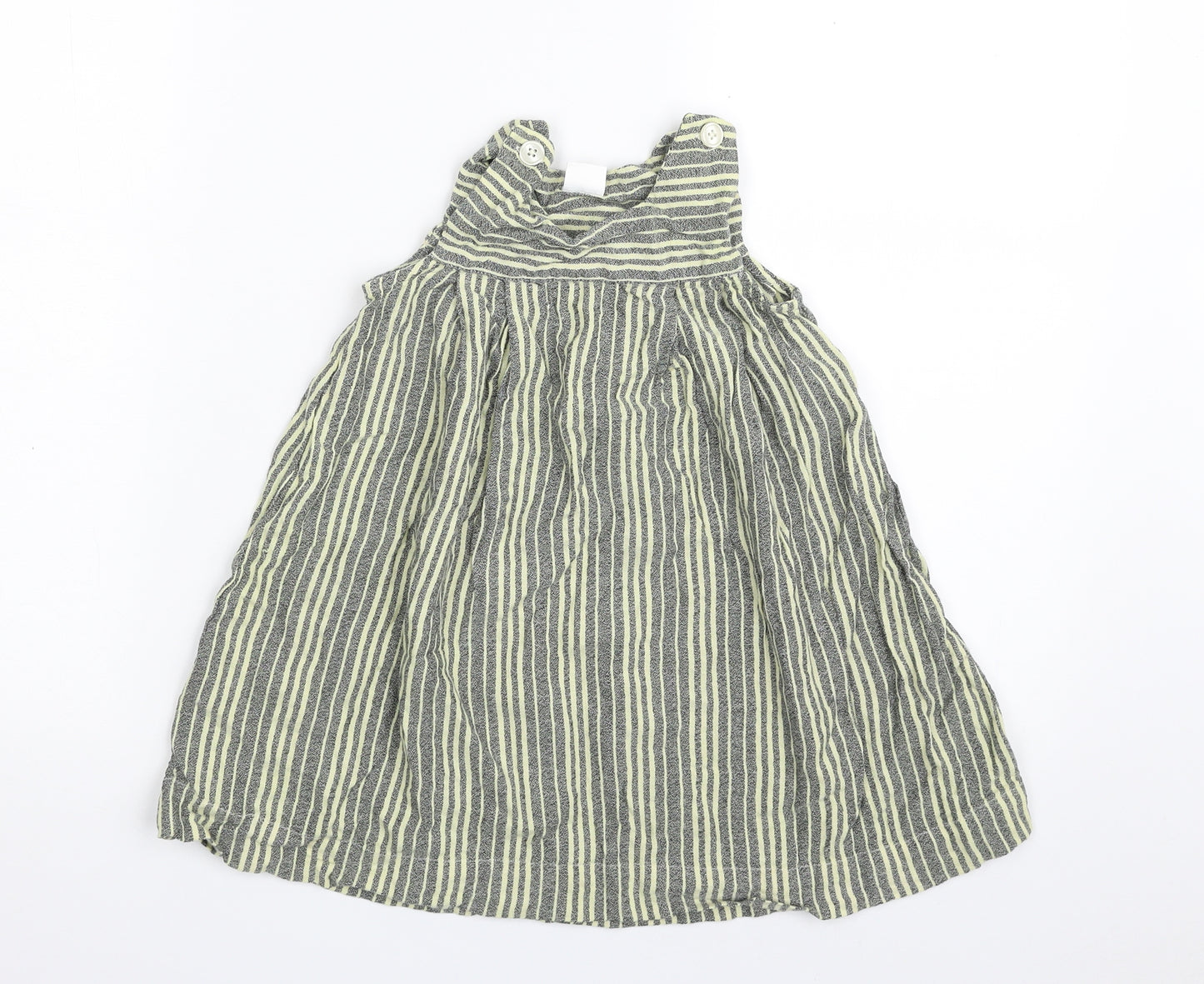 NEXT Girls Grey Striped Cotton A-Line  Size 3-4 Years  Square Neck Pullover