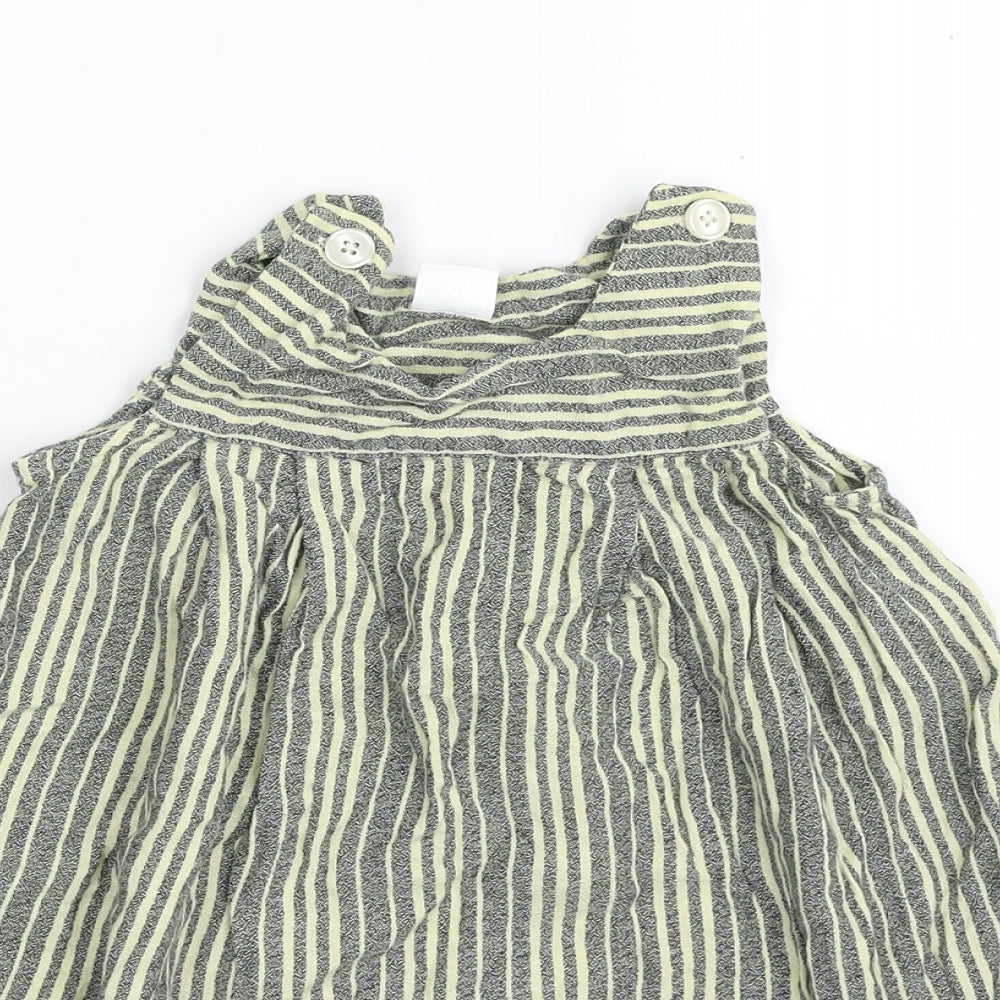 NEXT Girls Grey Striped Cotton A-Line  Size 3-4 Years  Square Neck Pullover