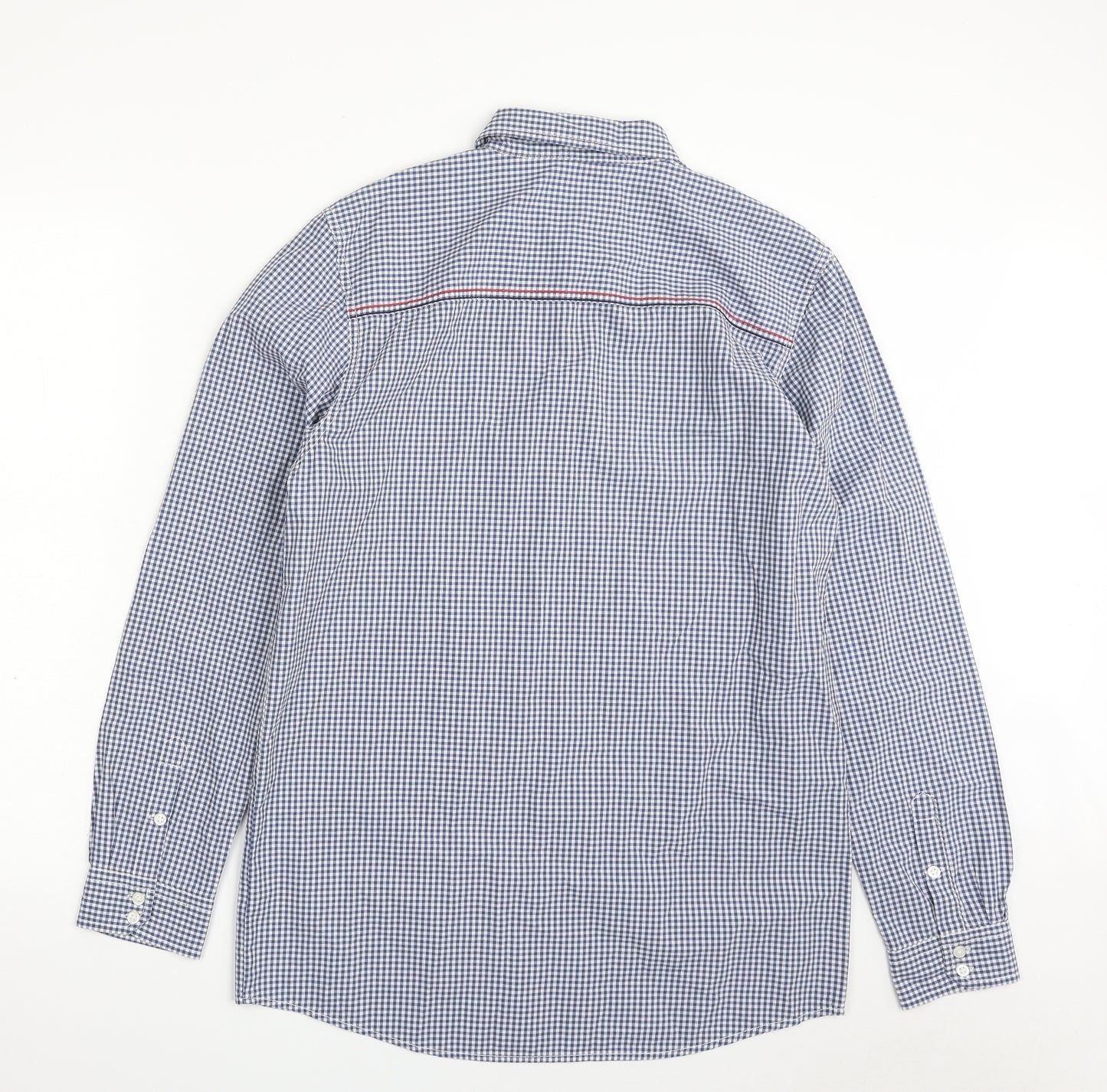 NEXT Boys Blue Check 100% Cotton Basic Button-Up Size 16 Years Collared Button