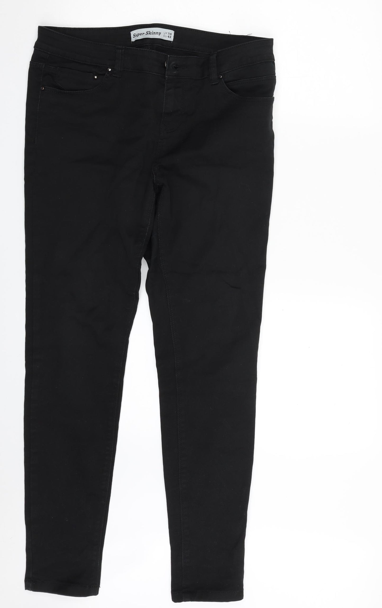 New Look Womens Black  Cotton Skinny Jeans Size 14 L30 in Slim Zip