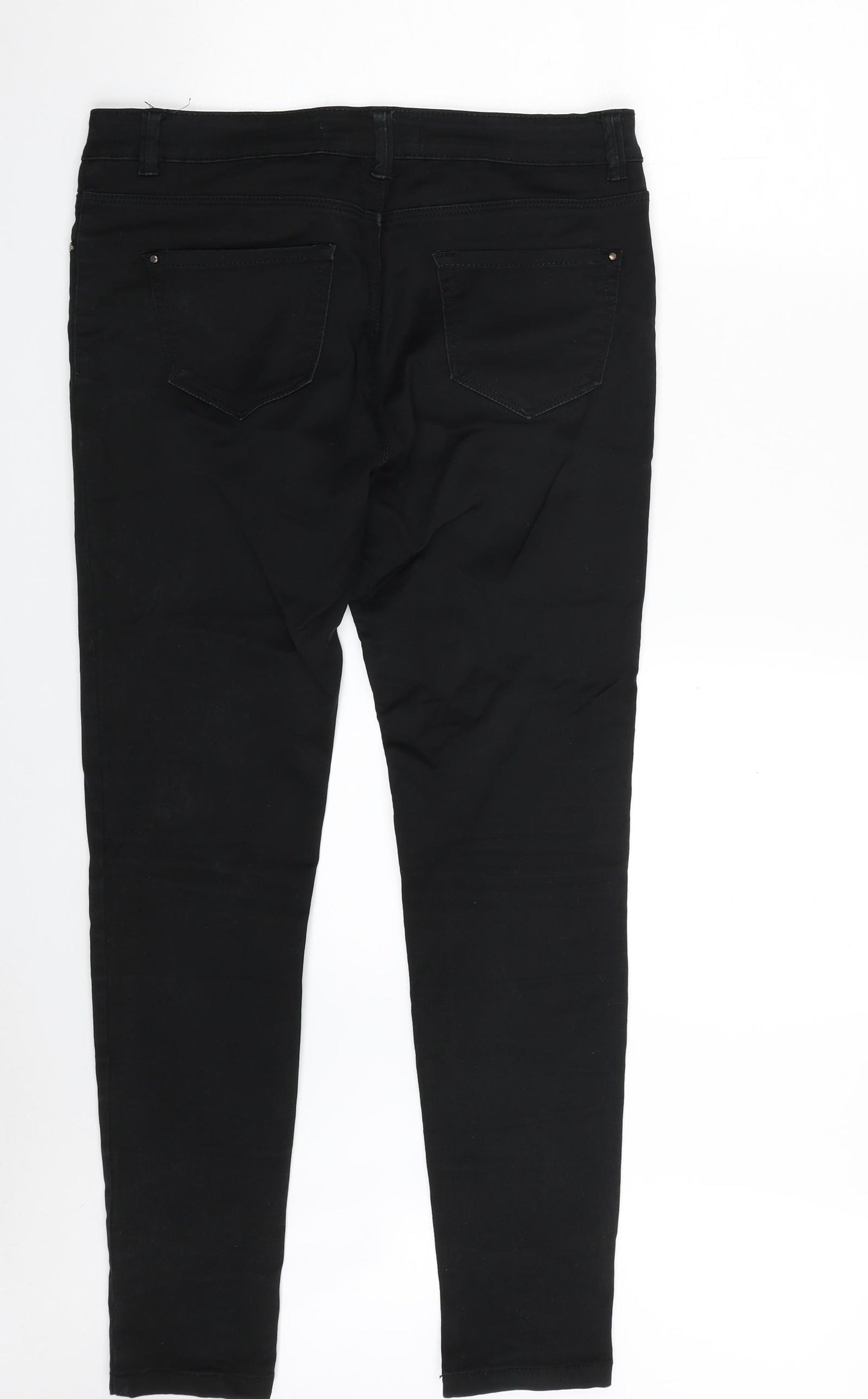 New Look Womens Black  Cotton Skinny Jeans Size 14 L30 in Slim Zip