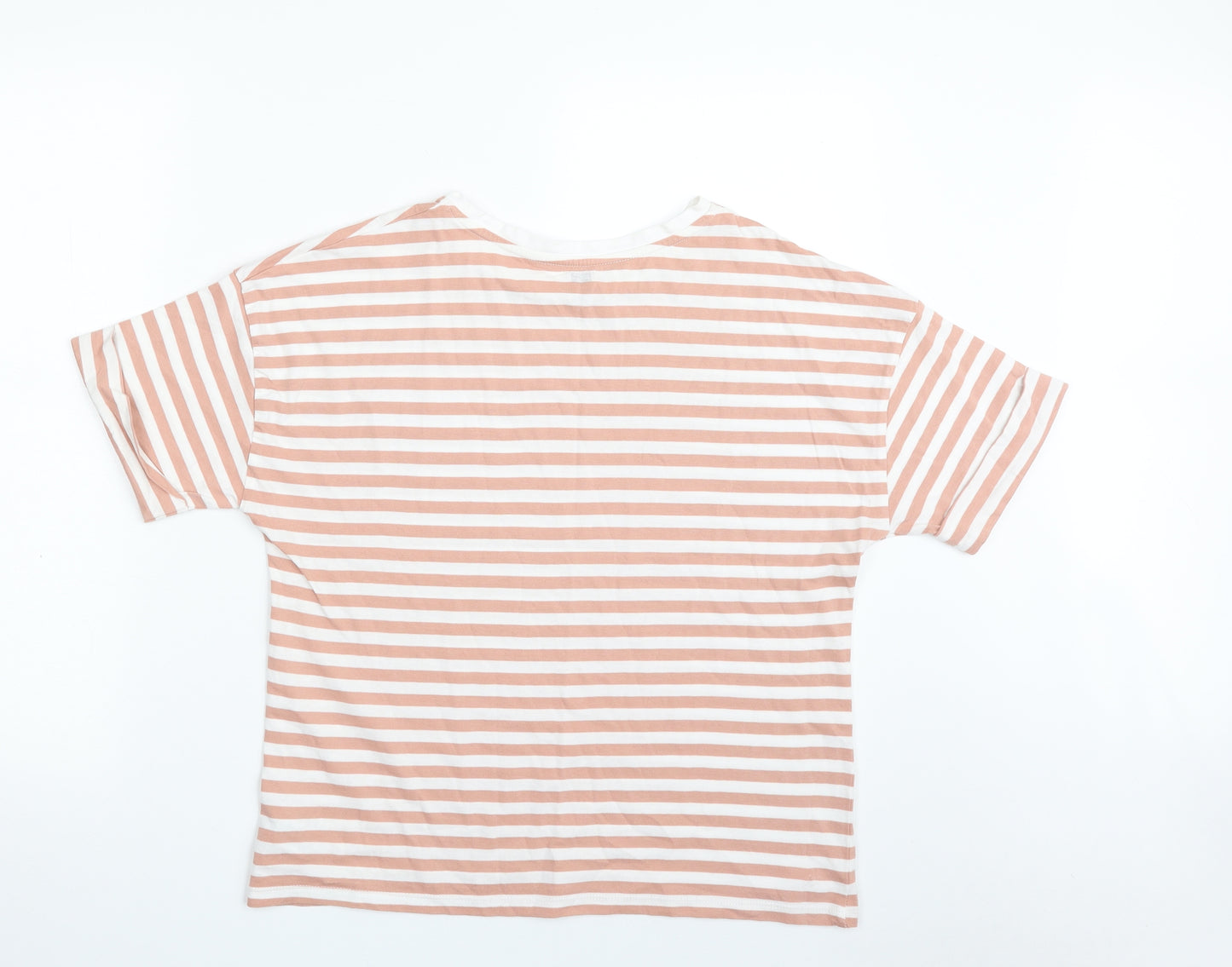 F&F Womens Pink Striped 100% Cotton Basic T-Shirt Size 10 Crew Neck - C'est la Vie