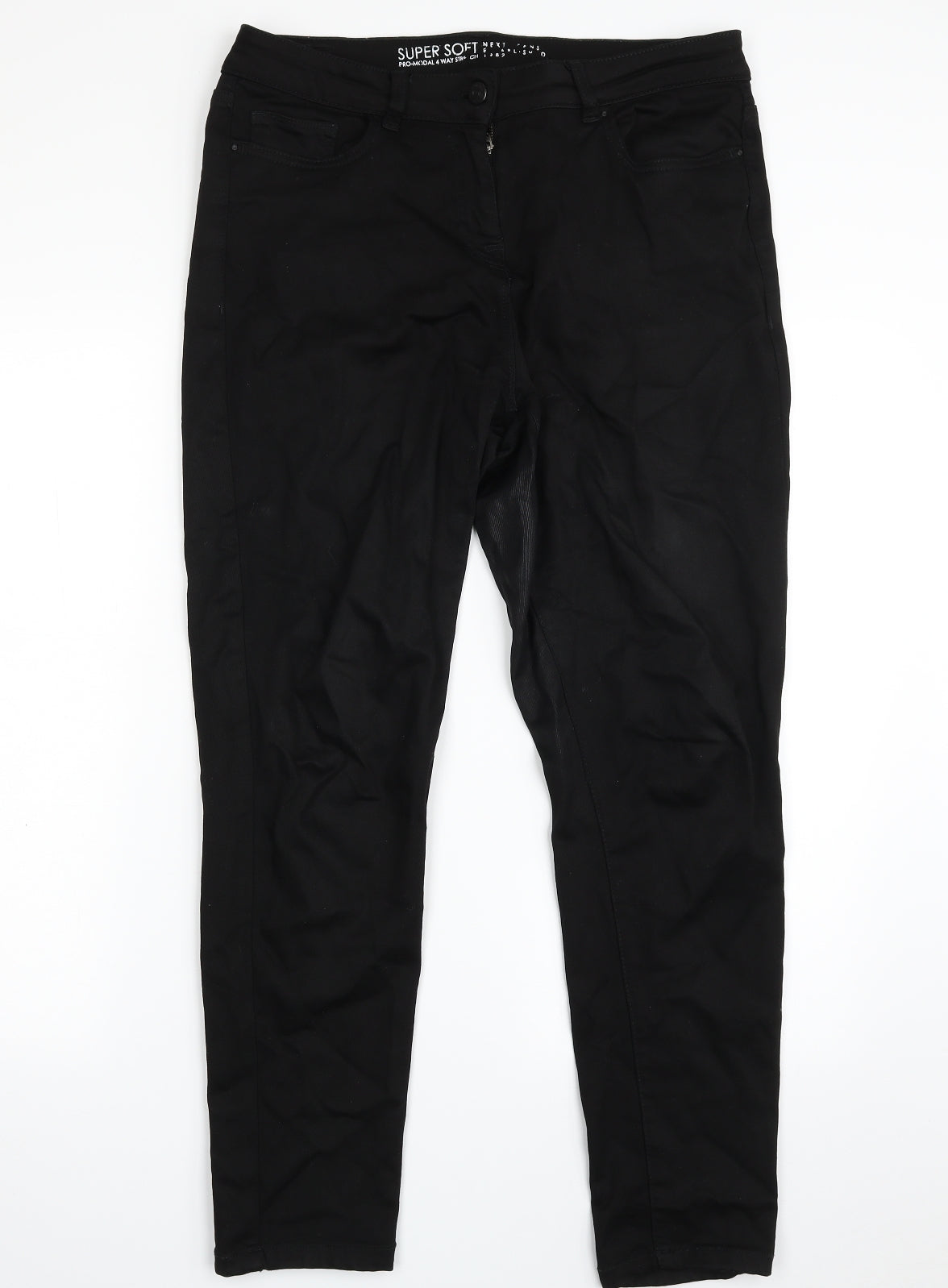NEXT Womens Black  Modal Skinny Jeans Size 14 L28 in Slim Zip