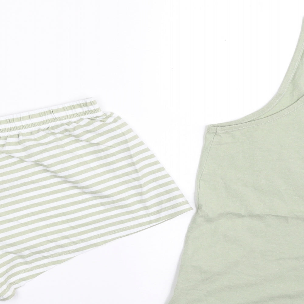 Primark Womens Green Striped 100% Cotton Top Pyjama Set Size 10   - Positive Mind