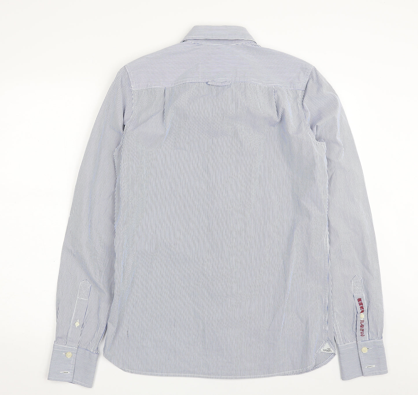 Superdry Mens Blue Striped Cotton  Button-Up Size M Collared Button