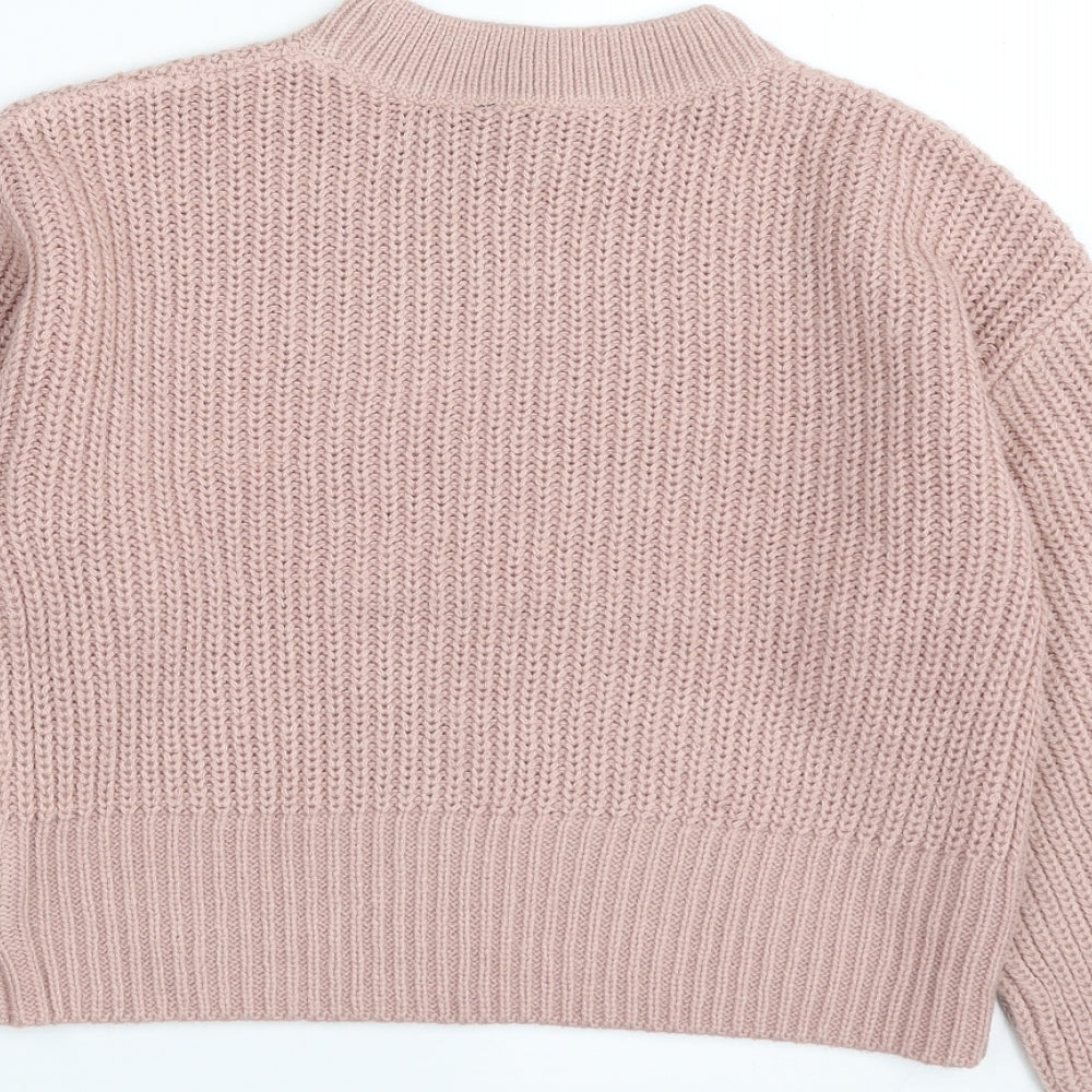 New Look Girls Pink Crew Neck  Acrylic Pullover Jumper Size 12-13 Years  Pullover