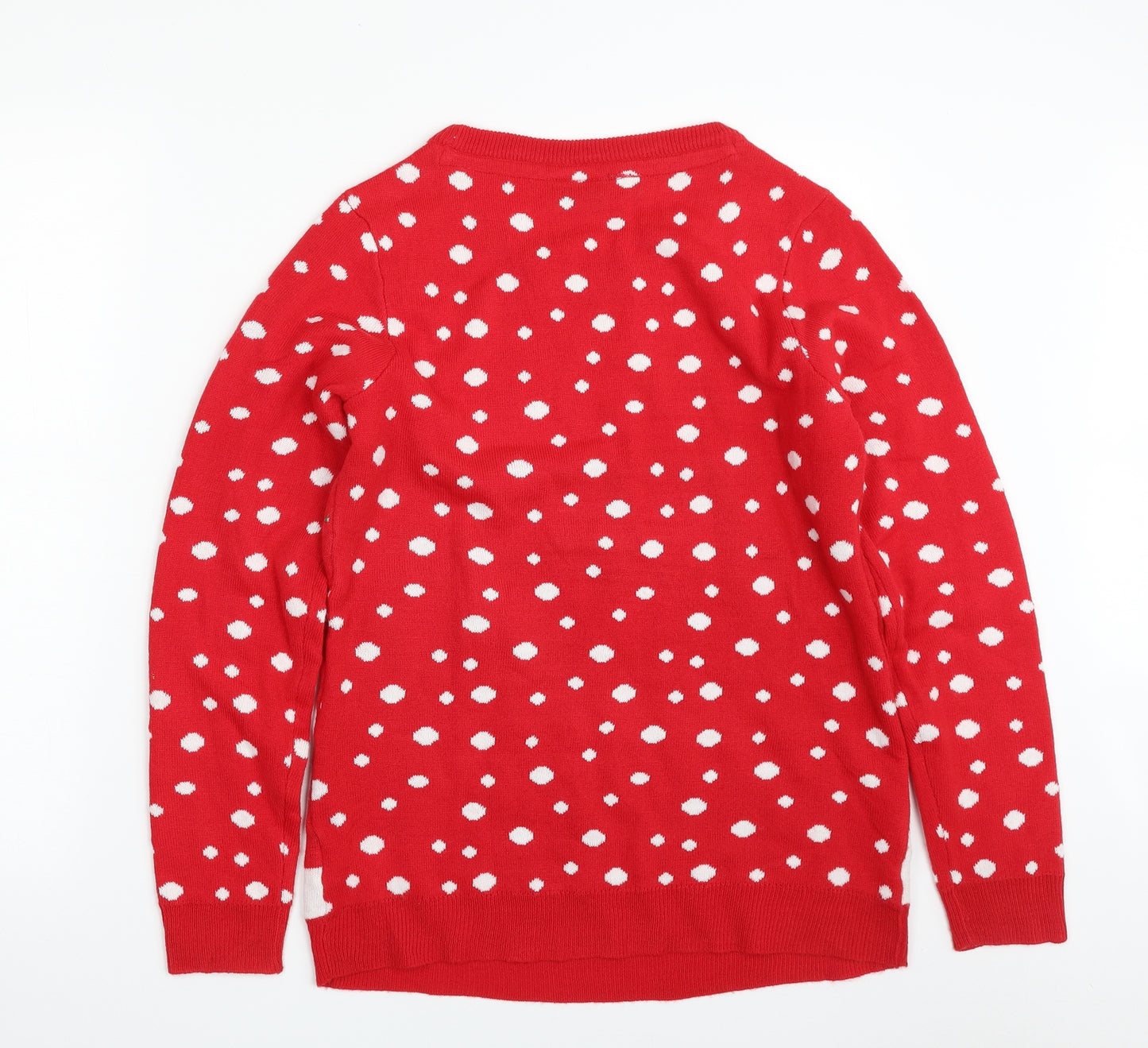 bpc Womens Red Crew Neck Polka Dot Acrylic Pullover Jumper Size 8   - Christmas