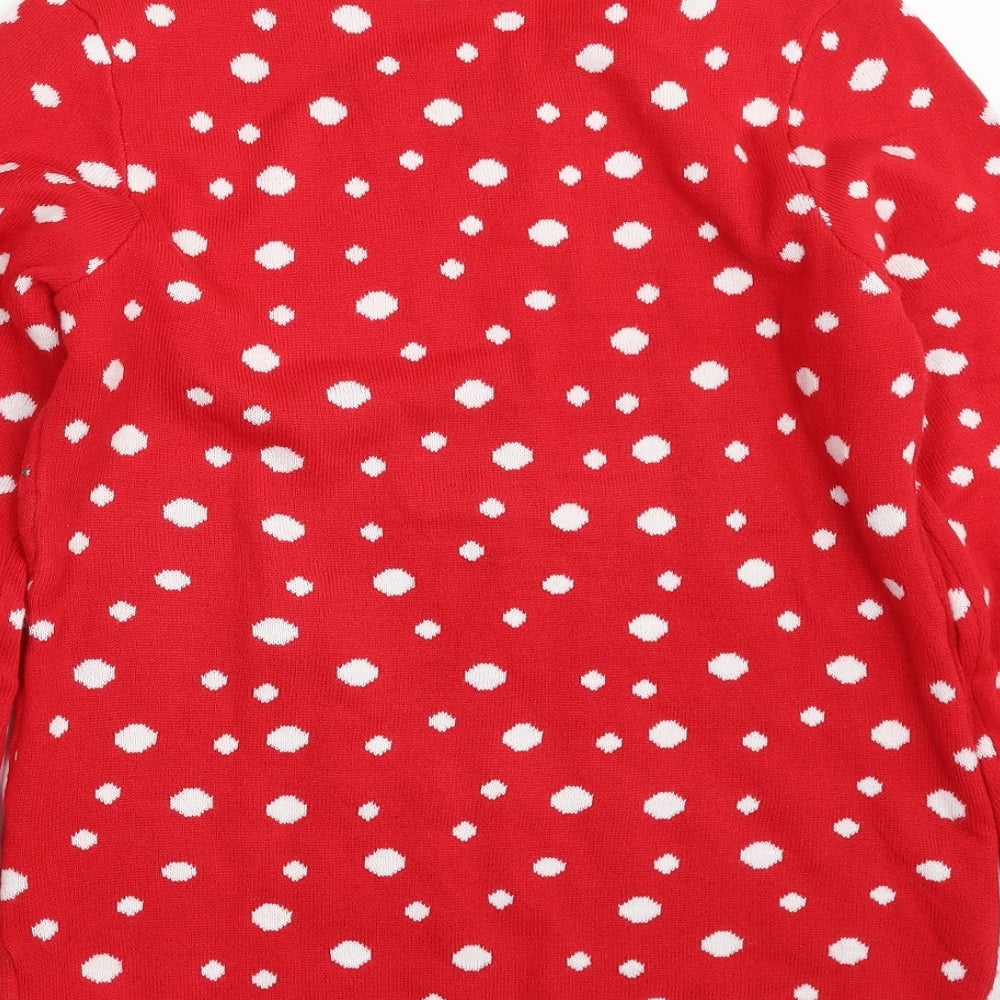 bpc Womens Red Crew Neck Polka Dot Acrylic Pullover Jumper Size 8   - Christmas