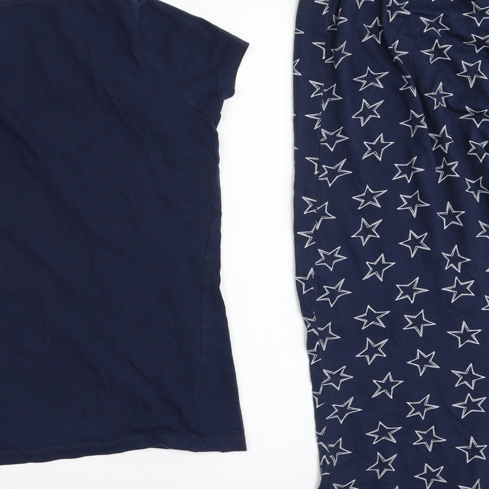 F&F Womens Blue Solid 100% Cotton Top Pyjama Set Size 8   - Size 18-10