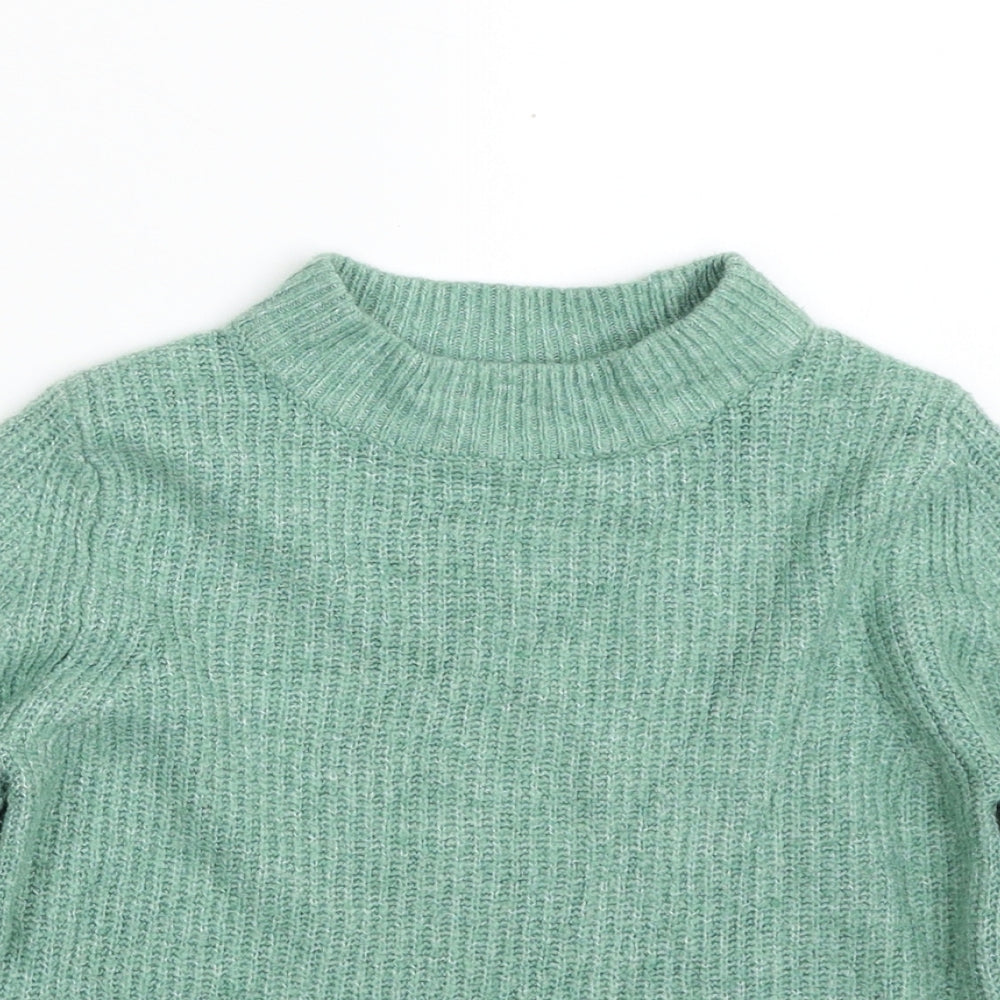 Zara Girls Green Crew Neck  Acrylic Pullover Jumper Size 6 Years  Pullover